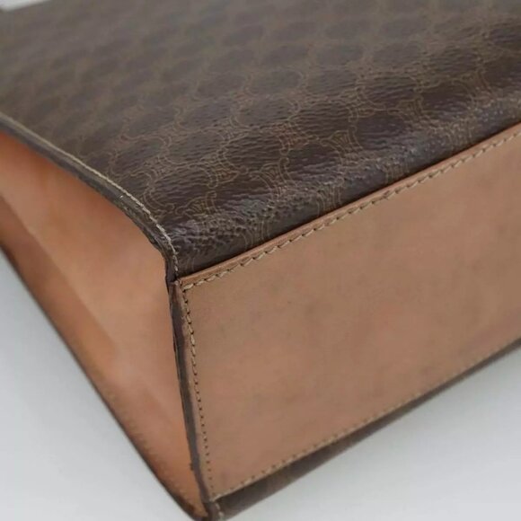 CELINE Macadam Canvas Hand Bag PVC Leather 2way Brown Auth - Picture 5 of 16